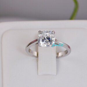 REAL MOISSANITE DIAMOND 3.0ct CUSHION CUT WEDDING ENGAGEMENT RING
